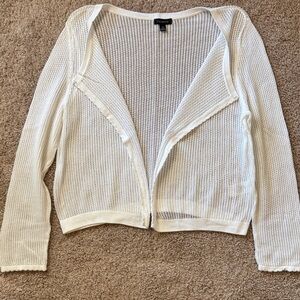 Talbots White Mesh Open-Front Cardigan